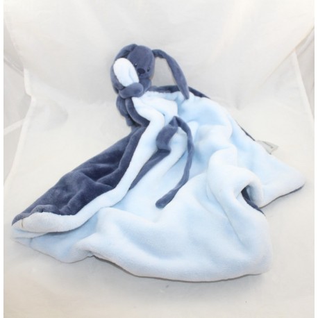 Doudou manta conejo NATTOU Lapidou azul marino y azul 40 cm