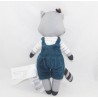 Plush raccoon SERGEANT MAJOR feather Indian overalls blue 25 cm