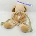 Peluche chien NICOTOY sac à dos beige marron 34 cm