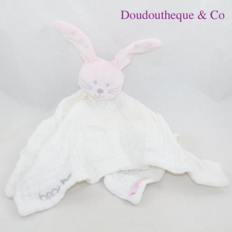 Decke flaches Kaninchen lange BRIOCHE weiß rosa Decke flaches Kaninchen lange BRIOCHE weiß rosa