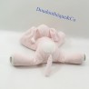 Peluche chien OBAIBI allongé rose et blanc 18 cm