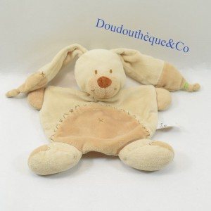 Doudou conejo plano NICOTOY Bastien cruz bordada marrón beige 20 cm