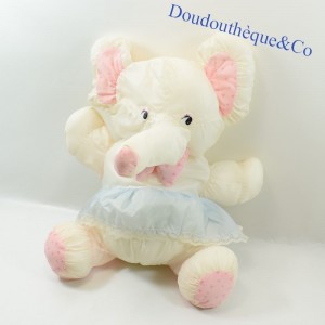 Plush elephant style Puffalump in parachute canvas pink blue dress