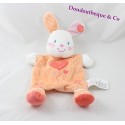 Doudou flat rabbit KIABI orange heart bell pea pattern 25 cm