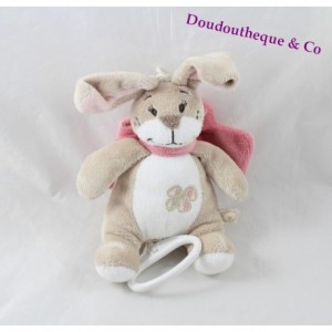 Peluche musicale Oscarine lapin NOUKIE'S Oscarine et Léontine bandana rose 18 cm