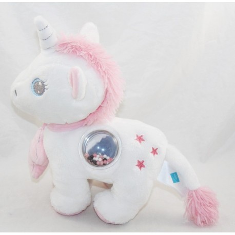 Plush activity unicorn TEX BABY pink white pouet marbles 25 cm