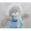Doudou león DOUDOU ET COMPAGNIE Artik Títere blanco azul frío 23 cm