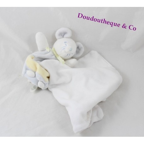 Maus Einstecktuch Kuscheltier SUCRE d'orge blau gelb grün Schleifentasche 40 cm Maus Einstecktuch Kuscheltier SUCRE d'orge blau gelb grün Schleifentasche 40 cm