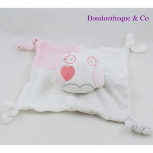 Owl flat cuddly toy SIPLEC owl pink white