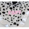 Manta plana perro dálmata FDNY bordada en bordes rosas satinado blanco 30 cm