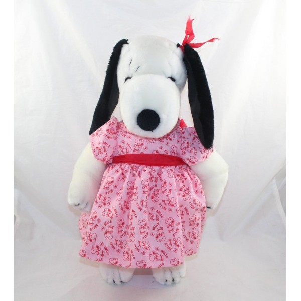 Peluche Bella Peanuts cane Snoopy vestito rosa vintage 40 cm SOS