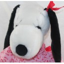 Peluche Belle PEANUTS chien Snoopy robe rose 1968 vintage 40 cm