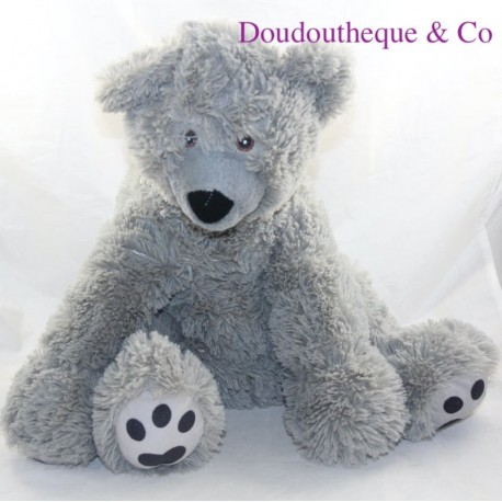 Plush bear LA BLANCHE PORTE gray long hair