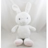Conejo de peluche ORCHESTRA blanco rosa cara bordada hilo gris 40 cm