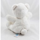 Peluche ours TEX BABY blanc ivoire visage brodé au fil gris 20 cm