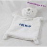 Flache Doudou Bär IKKS weiß Schrift blau 22 cm