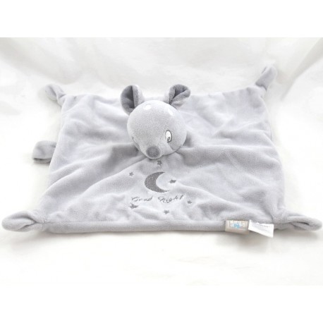 Doudou plat Sasha faon LES CHATOUNETS gris biche Good Night attache tétine 26 cm