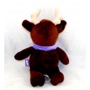 Peluche publicitario reno ciervo MILKA bufanda marrón púrpura 27 cm