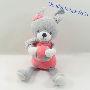 Peluche musicale lapin TEX BABY ballon foulard rose 32 cm