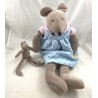 Plush Nini the mouse MOULIN ROTY with baby mouse The Big Family blue dress 50 cm