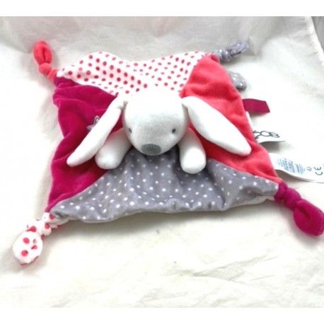 Doudou flache Puppe Charline Kaninchen OBAIBI rosa graue Sterne 4 Knoten 28 cm Doudou flache Puppe Charline Kaninchen OBAIBI rosa graue Sterne 4 Knoten 28 cm