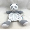 Doudou plat panda SUCRE D'ORGE gris blanc étoiles noeud papillon 23 cm