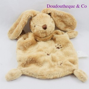 Doudou plat lapin NICOTOY empreintes marron