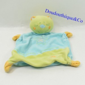 Doudou Flachkatze SAUTHON BABY DEKO süße Firma Stern grün 22 cm