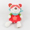 Doudou musical cat BABYSUN red star green scarf 18 cm