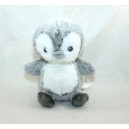 Peluche pingouin TEX BABY gris blanc chiné Carrefour 15 cm
