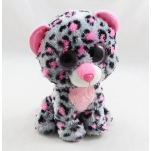 Peluche leopardo TY JURATOYS TySilk 2017 rosa gris grandes ojos brillantes 15 cm