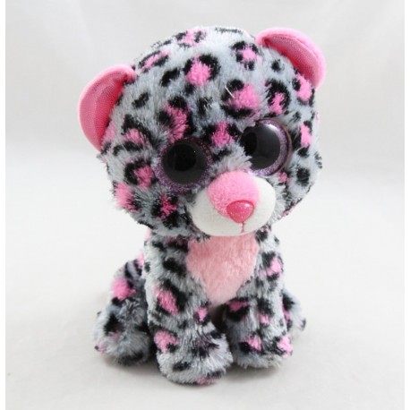 Plush leopard TY JURATOYS TySilk 2017 pink gray big bright eyes 15 cm