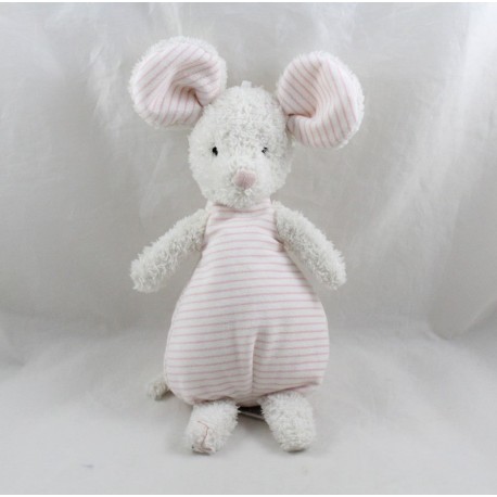 Mouse di peluche MARKS & SPENCER micro palline a righe rosa e bianche 28 cm