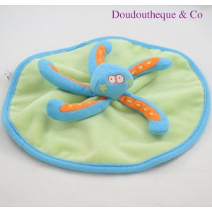 Flat cuddly toy octopus BADABULLE round green blue
