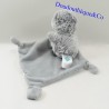Penguin cuddly toy TEX BABY handkerchief "mon doudou" grey white mottled Carrefour 25 cm