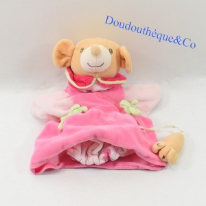 Doudou puppet mouse teddy bear mom and baby pink 23 cm