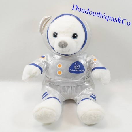 Peluche ours FUTUROSCOPE Parc d'attraction cosmosnaute assis 22 cm