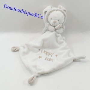 Doudou oso ORCHESTRA conejo disfrazado moteado beige blanco Happy baby 35 cm
