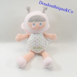 Plush butterfly doll LA NINA pink polka dot 26 cm
