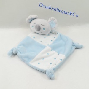 Doudou plat koala TOM & KIDDY dormeur bleu blanc étoile 26 cm