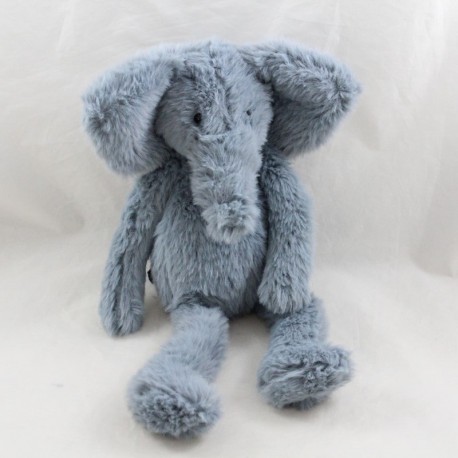 Peluche Sweetie éléphant JELLYCAT London bleu poils longs 30 cm