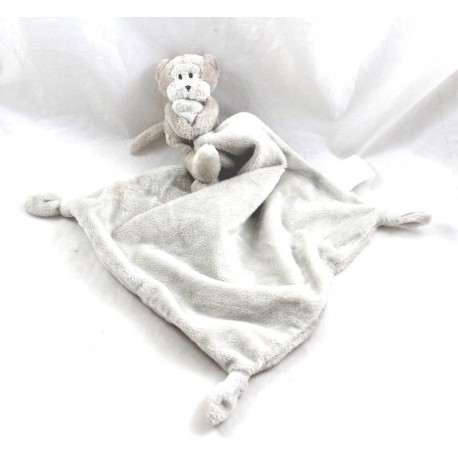 Doudou handkerchief monkey THE LITTLE WHITE COMPANY beige gray 44 cm