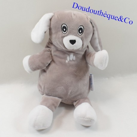 Peluche chien KINECARE bouillotte sèche micro perle argile gris 27cm Peluche chien KINECARE bouillotte sèche micro perle argile gris 27cm