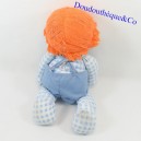 Poupée chiffon RAYNAL vichy bleu cheveux orange vintage 40 cm