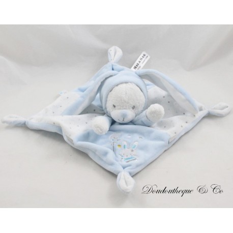 Doudou plat ours MAX & SAX capuche lapin bleu lune et étoiles Carrefour Doudou plat ours MAX & SAX capuche lapin bleu lune et étoiles Carrefour