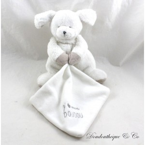 Doudou chien DOUDOU ET COMPAGNIE mouchoir J'aime mon doudou 25 cm