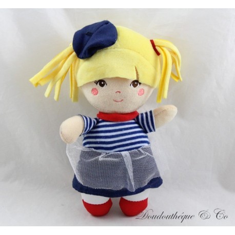 Bambola di peluche parigina JEMINI bambola del mondo bionda blu bianco rosso 20 cm