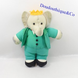 Peluche éléphant Babar toile de parachute vert 38 cm