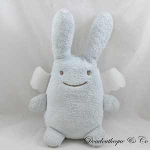 Peluche musicale ange lapin TROUSSELIER bleu ailes blanches