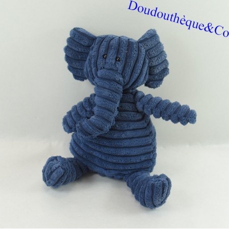 Plush Elephant JELLYCAT Navy Blue Ribbed 25 cm